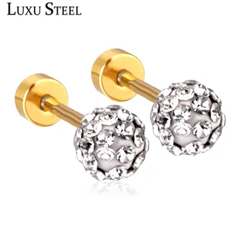 

LUXUSTEEL Beaded Earrings pendientes Brinco 2020 Stainless Steel Anti-allergy CZ Stud Earring Fashion Jewelry Collier Fmale Part