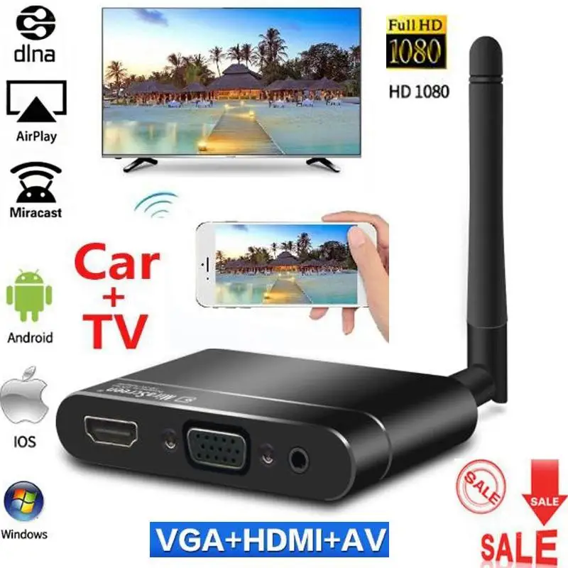 Vara sem Fio Mirascreen Carro Android Hdmi Vga Rca av Dongle Adaptador Miracast Airplay Dlna Espelho Tela Telefone Almofada X6w tv