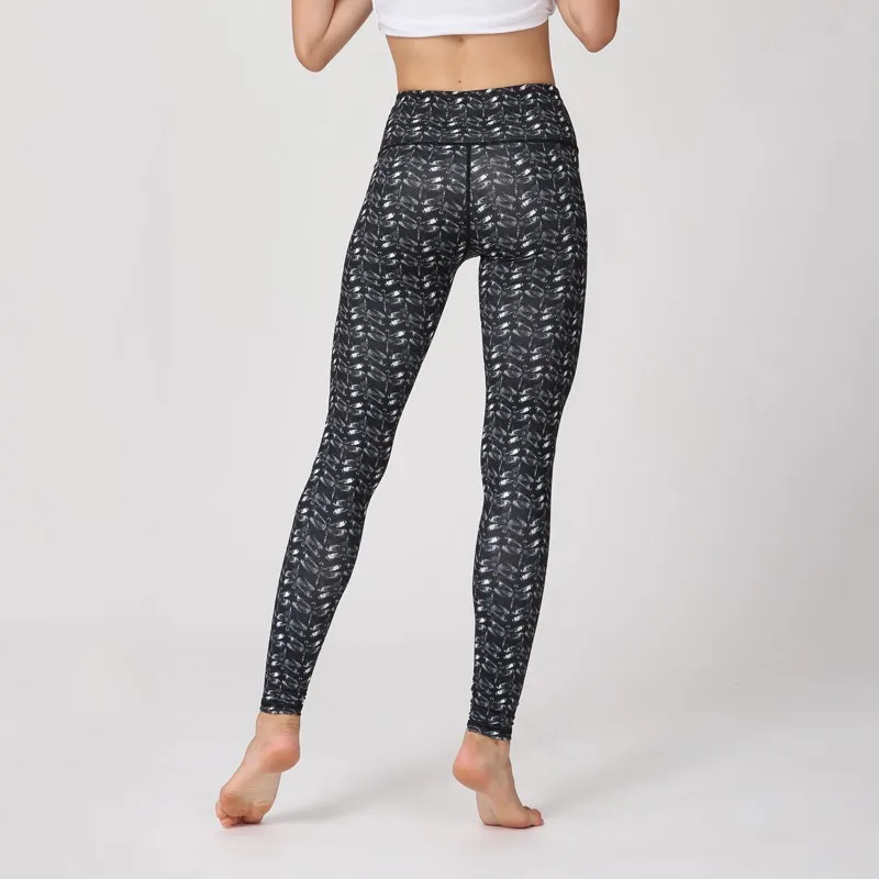 big Promotion) Printed Pants Women's Sportswear High Waist Compression Yoga Wide Belt Elastic Yoga Pants