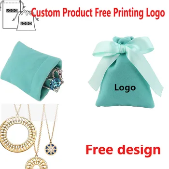 

200pcs 7x9cm Custom Product Free Print Logo Flannel Drawstring Binkou Gift Storage Bag Jewelry Earrings Necklace Storage Bag