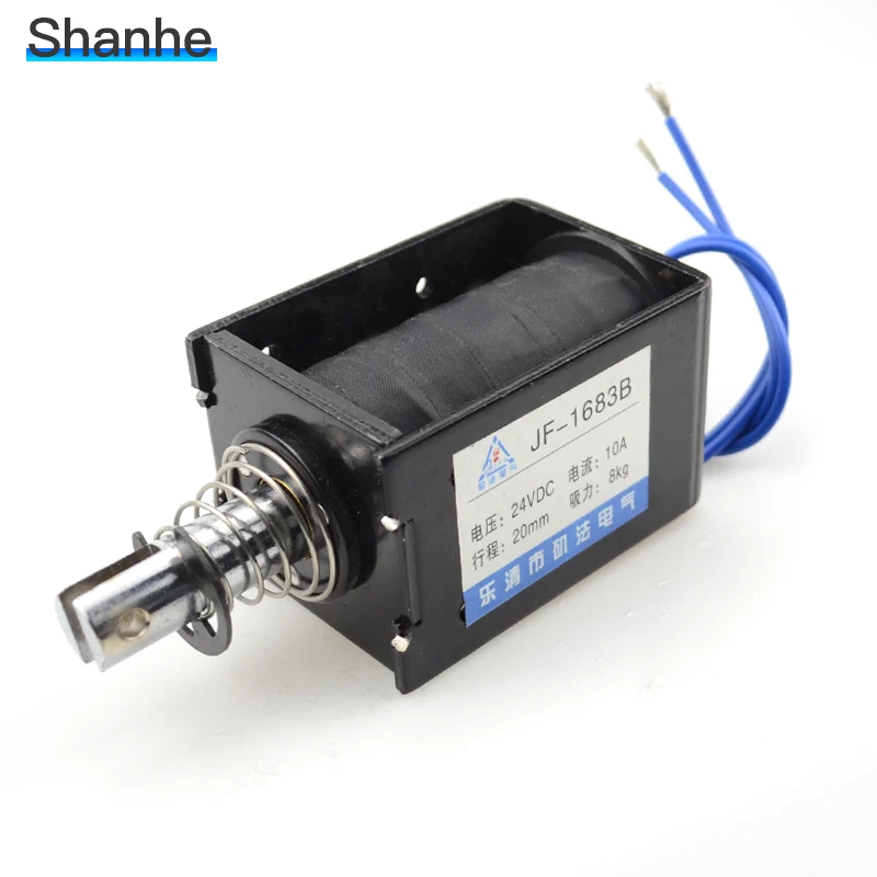 JF-1683B DC 24 V/12 V 10A 8KG 20mm Pull Push Тип открытая рамка линейный Электромагнит движения