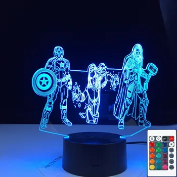 

3D-5015 Marvel Thor Spiderman Black Panther Ironman Figure Child Night Light Led Touch Sensor Color Changing 3D Nightlight