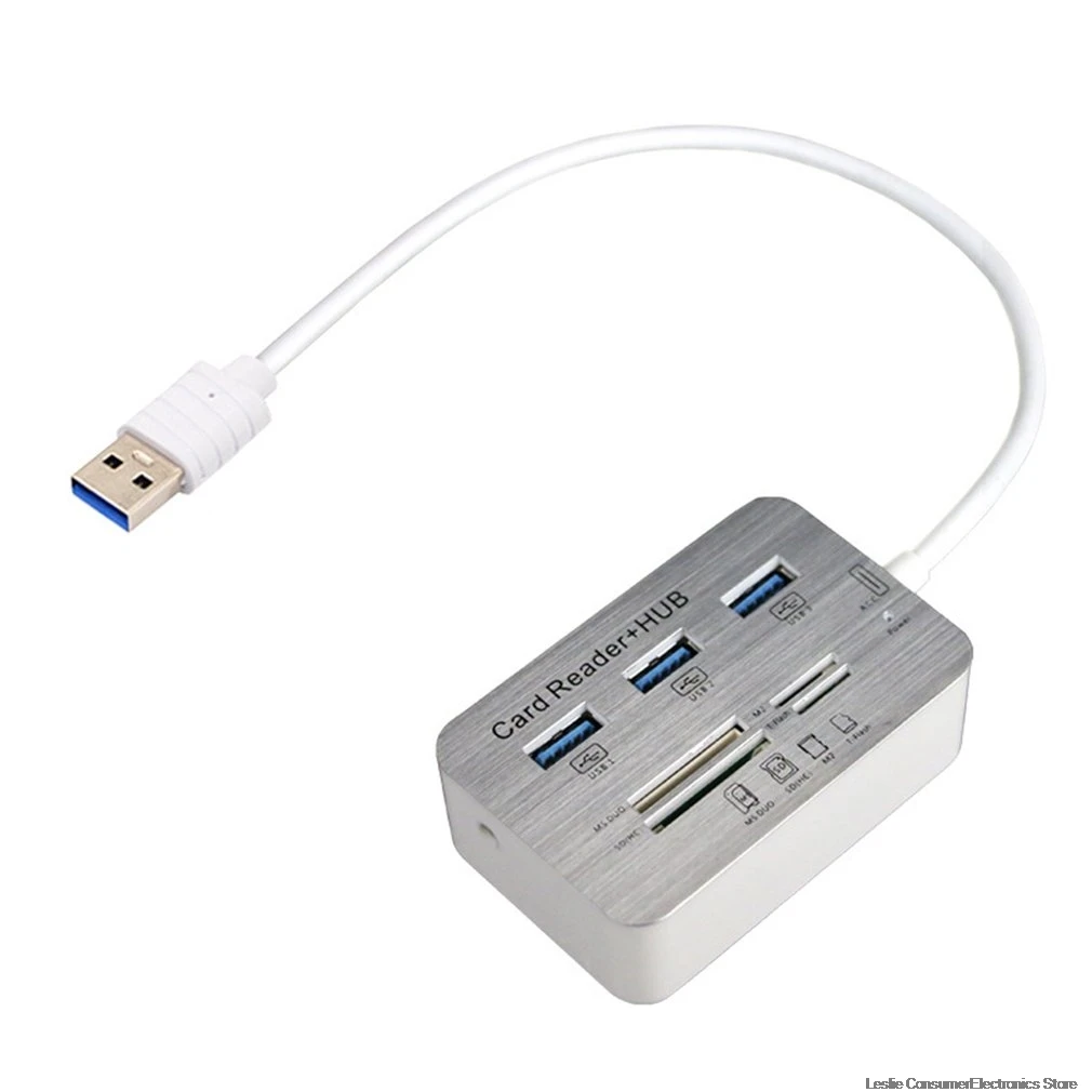 USB 3,0 док-станция USB 3,0 высокое Скорость 7 в 1 устройство для чтения карт памяти флеш адаптером MS/M2/переходник для sd-карт зарядное устройство с 3 usb-портами для разветвитель комбо из алюминиевого сплава