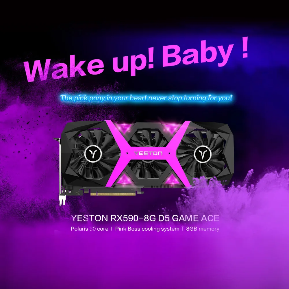 Yeston Radeon RX 590 8G графическая карта, видеокарта GDDR5 256bit игры PCI Express x16 3,0 видеоигры DVI-D+ HD+ 3DP для ПК