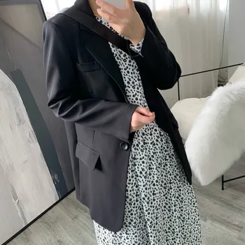 

Spring Black Blazer Femme Outwear Women Long Coat Plus Size Korean Harajuku Blazers