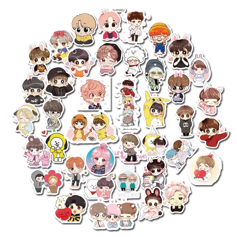 40Pieces Kpop Bangtan наклейки для мальчиков дневник календарь альбом Скрапбукинг хлопья наклейки руководство украшения канцелярские принадлежности веер подарки - Цвет: 40Pieces