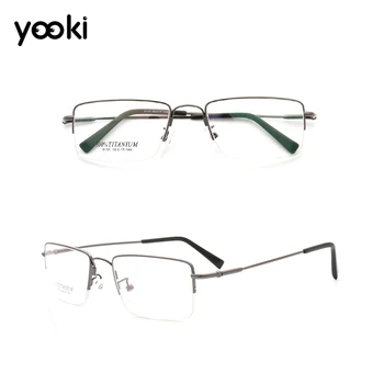 

Pure Titanium Eyeglasses Frame Men Square Myopia Optical Semi Rimless Eye Glasses for Men Vintage Retro Half Eyewear EJ023-9133