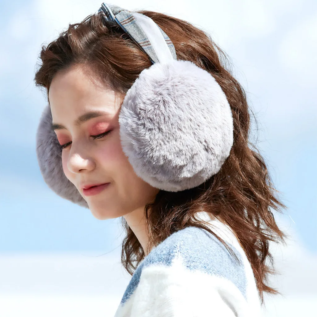 Women's Cute Earuffs New Faux Fur Hamburger Windproof Warm Foldable Plush Soft Headphones Winter Fashion Casual Accessory DH
