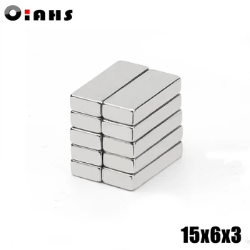 

100pcs F15x6x3mm Super Powerful Strong Rare Earth Block NdFeB Magnet Neodymium N35 Magnets F15*6*3mm- Free Shipping