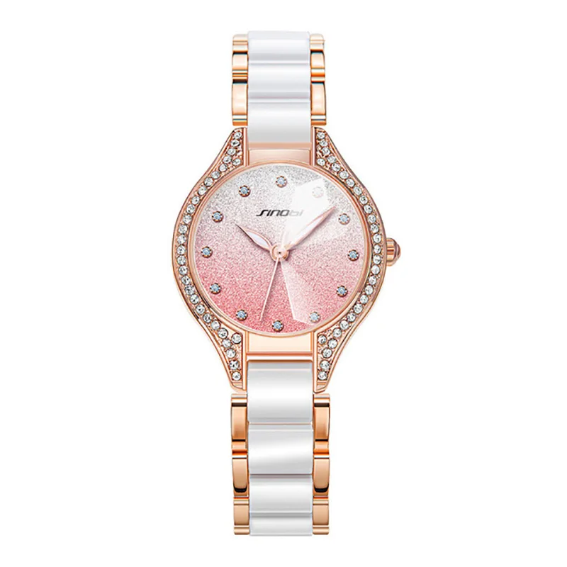 

Women Fashion Ceramic Watch Casual Gradual Star Sky Rhinestone Watches for Women Gift Exquisite Pink Lady Waterproof Wristwatch