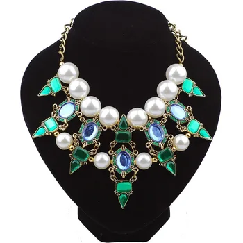 

Nigeria Jewelry for Women Green Crysat Necklace Fashion Women Party Wedding Jewelry for Pearl Necklace Jewelry