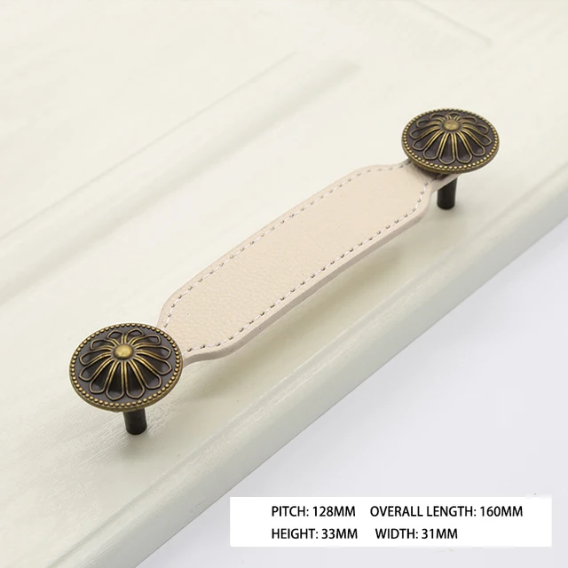 1PCS Leather Handle Bag Handle Drawer Door Knob Brown Black Furniture Handle Hardware Decoration Zinc Alloy Cabinet Dresser MBS0043-13