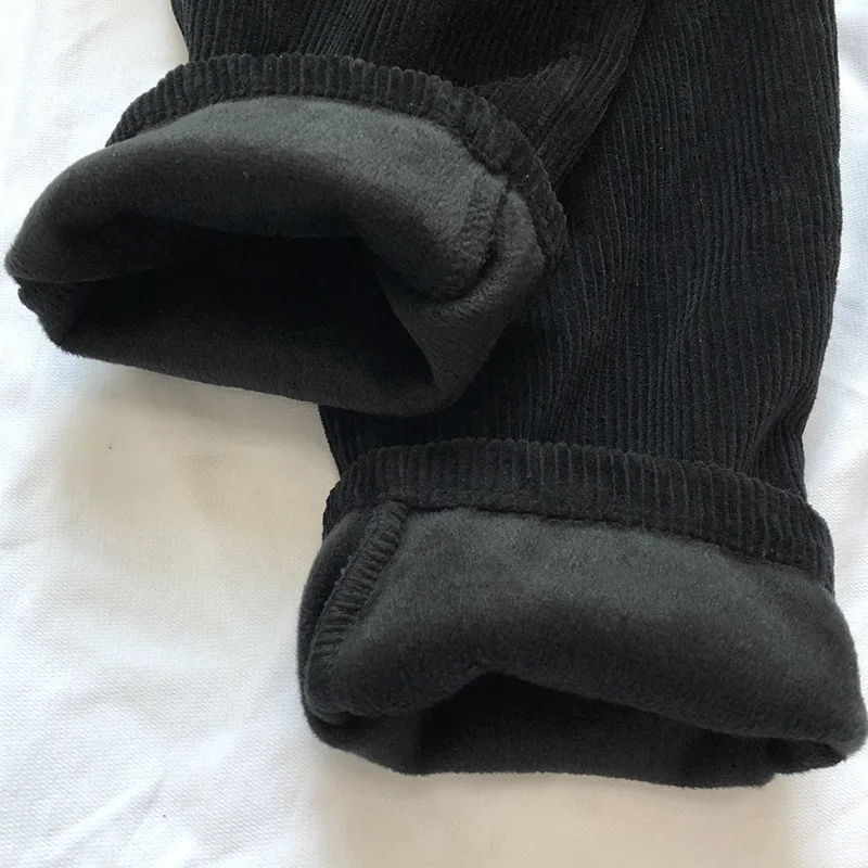 Black Velvet Зимние женские вельветовые брюки, теплые брюки, женские свободные повседневные вельветовые штаны в Корейском стиле, прямые винтажные Pantalon Mujer - Color: Black Velvet