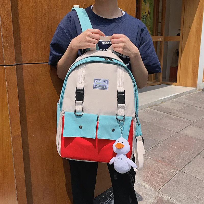 Холщовый студенческий рюкзак уличная модная сумка на плечо мягкая для хранения