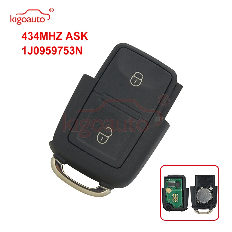 Kigoauto 1J0 959 753 N дистанционный ключ для VW HU66 2 кнопки 434 МГц ASK 1J0959753N|Ключ от авто| |