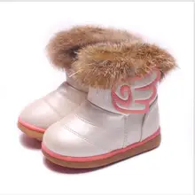 Зимние плюшевые зимние сапоги для маленьких девочек Теплая обувь из искусственной кожи на плоской подошве для малышей уличные зимние сапоги детская обувь для девочек