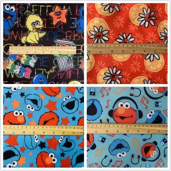 

ZENGIA 145*90cm Japanese Cartoon Sesame Street Polyester Waterproof Fabric Patchwork handmade Tissu for tablecloth backpack