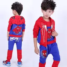 НОВЫЕ комплекты одежды для маленьких мальчиков «Человек-паук» хлопковый спортивный костюм для мальчиков весенние костюмы «Человек-паук», детская одежда три вещи, DB498