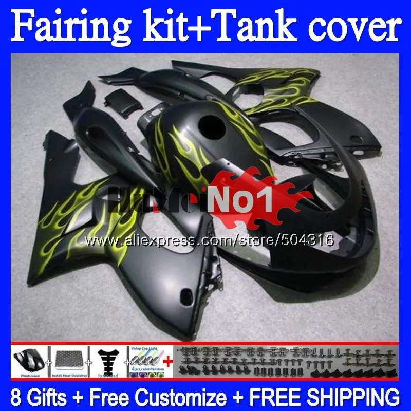 No. 1 YZF-600R для YAMAHA YZF 600R 1996 1997 1998 1999 2000 2001 38MC. 106 YZF600R Thundercat 96 97 98 99 00 01 02 Обтекатели матового черного цвета - Цвет: No. 1