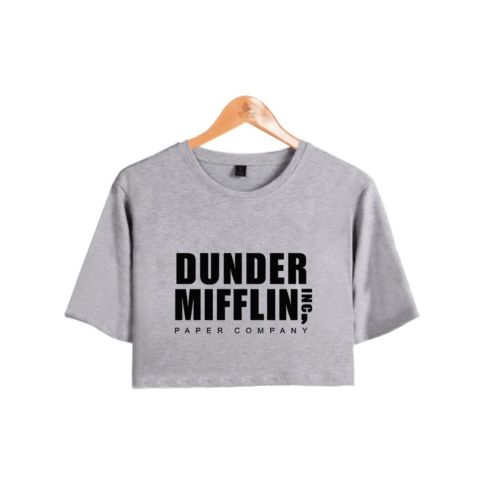 Даундер Миффлин принт Midriff-baring Футболка хлопок женская летняя сексуальная модная Повседневная Популярная футболка с коротким рукавом Горячая Распродажа