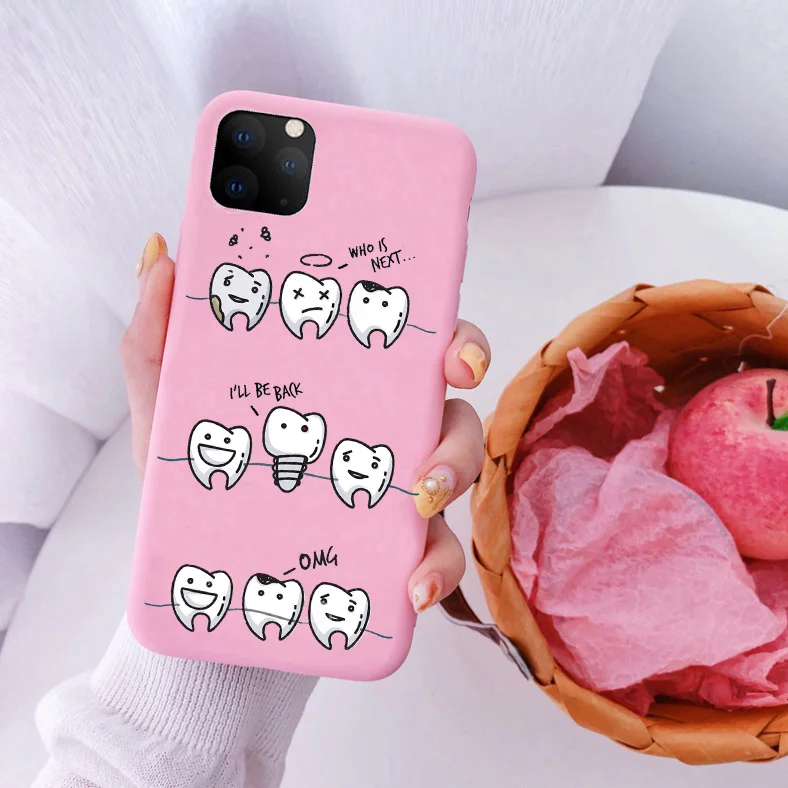 Милый зубной стоматологический розовый Силиконовый мягкий чехол для телефона для iPhone 11 PRO MAX X XR XS MAX 7 8 6S Plus - Цвет: TPU