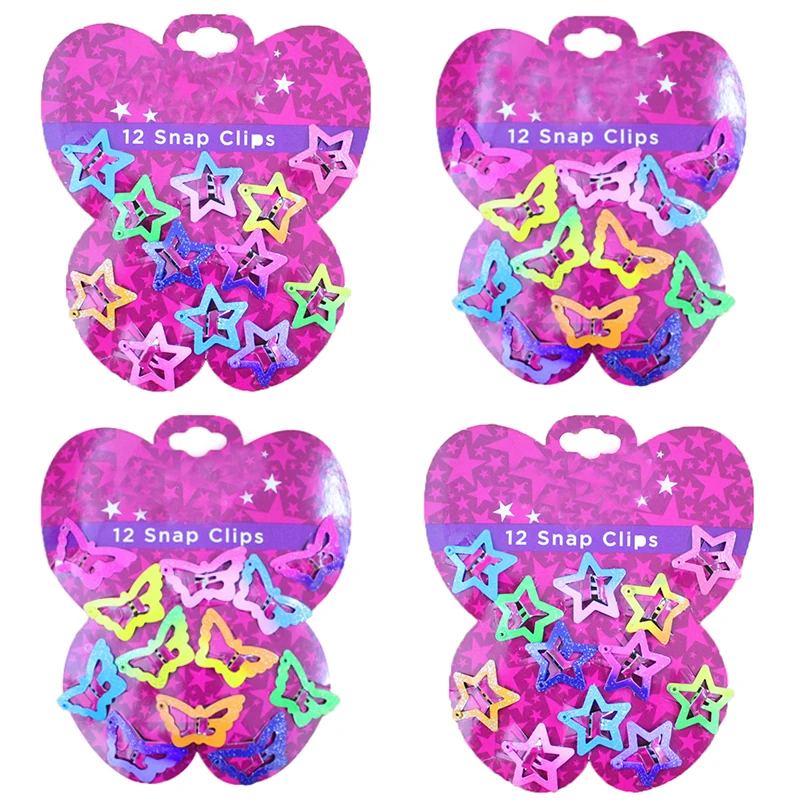Лидер продаж Асимметричные цветные детские заколки для волос 12 шт. со звездами