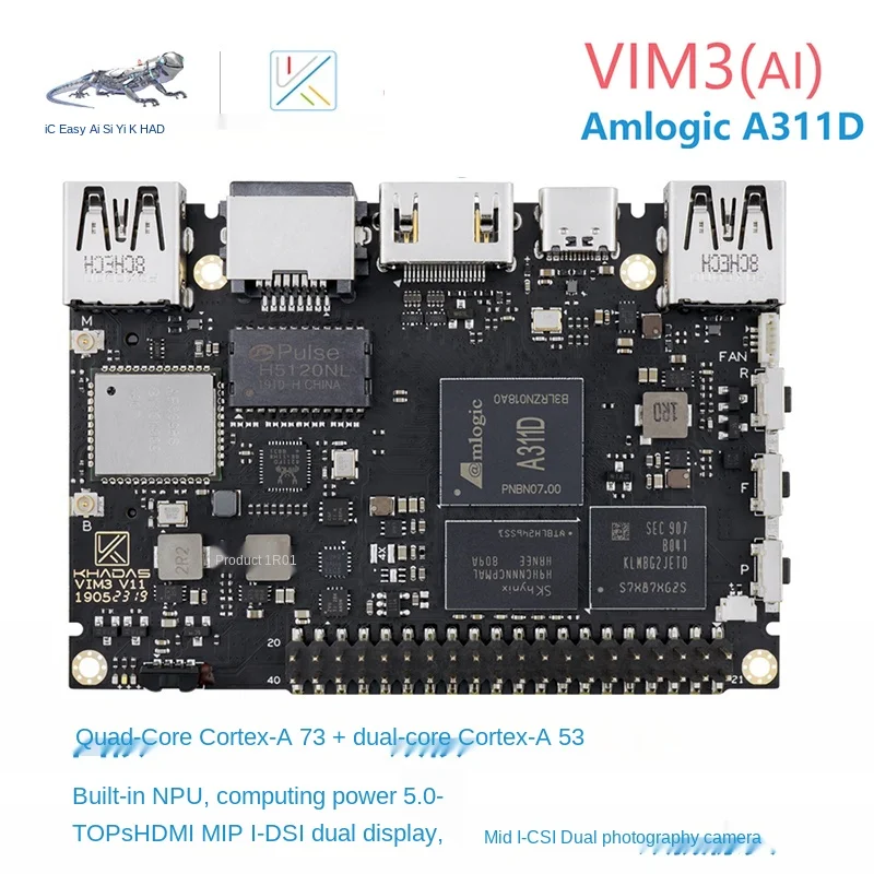 US $140.00 Khadas VIM 3 Development Board Amlogic A311d IoT Artificial Intelligence Builtin NPU Card Computer KVIM3 Pro 4G 32GB basic