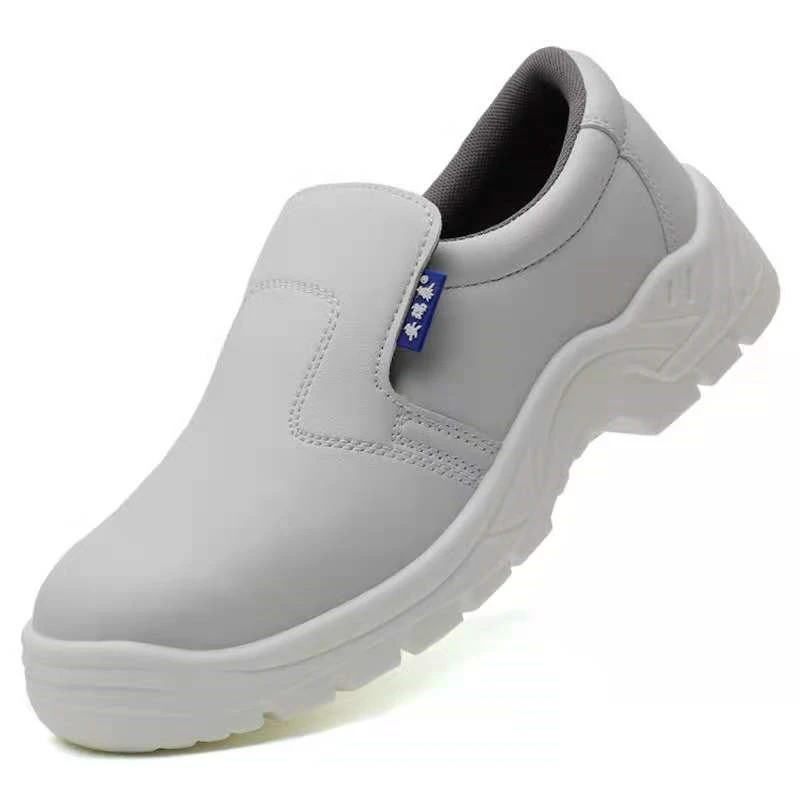 Zapatos de seguridad informales para hombre, calzado con punta de a prueba de polvo, para Taller, botas de seguridad de cuero suave, blanco|Botas de seguridad y de trabajo| -