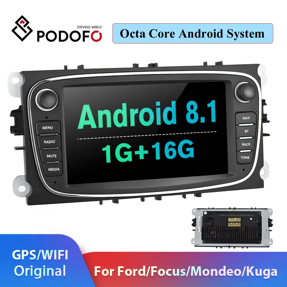 Podofo 2 din Android 8 1 автомобильный Радио мультимедийный плеер GPS Авторадио 2din для FORD/Focus