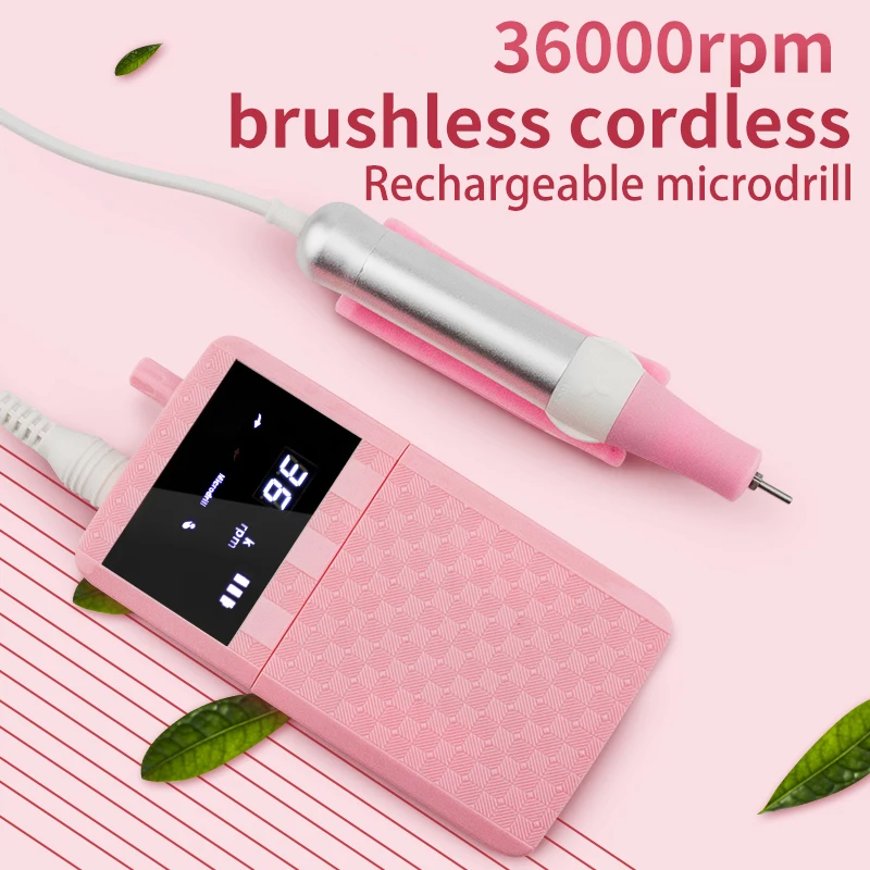 

Portable Cordless Brushless Ceramic Nail Drill Manicure Machine Nail File Electric Rechargeable Nail Art Drill Equipment Tool