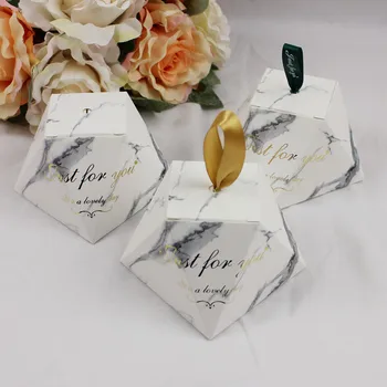 

10pcs Marble Diamond Wedding Favor And Sweet Gift Bags Candy Box For Wedding Baby Shower Birthday Guests Event Party Supplies