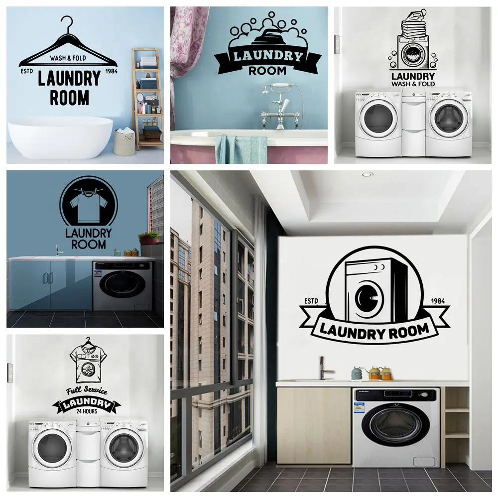 Luxuriant laundry Phrase Vinyl Stickers Wallpaper For Laundry Room Vinyl Art Decals Wall Decor Commercial Decal Poster