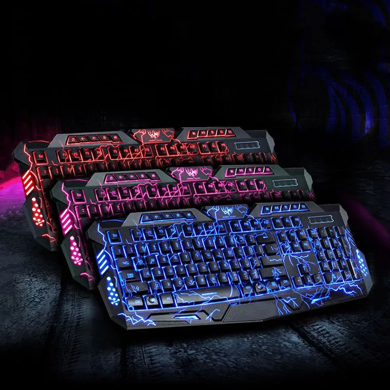 

STORM BIRTH Backlight Keyboard LED 3-Color USB Wired Burst crack Colorful Breathing Waterproof Computer Crack Gaming Keyboard