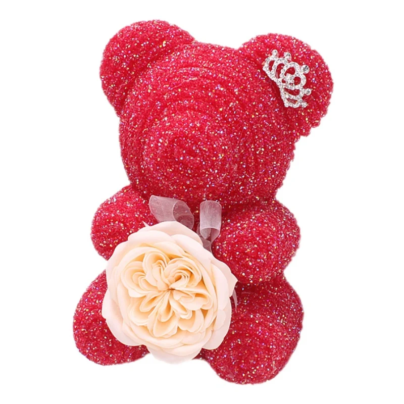 1 Crystal Diamond Rose Bear Birthday Wedding Party Gifts Crystal Diamond Rose Bear With Immortal Flower Romantic Valentine Gift - Цвет: A