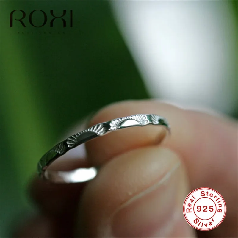 ROXI Dainty Sun Signet кольцо кольца из стерлингового серебра 925 для женщин стекируемое кольцо Вечность браслет серебро 925 ювелирные изделия обручальные кольца - Цвет основного камня: white gold