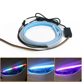 

2PCS 30CM 45CM 60CM Two-Colors Day Light For DIY Decorate Flexible LED DRL Daylight For Headlight Strip With Turn Signal Lamp