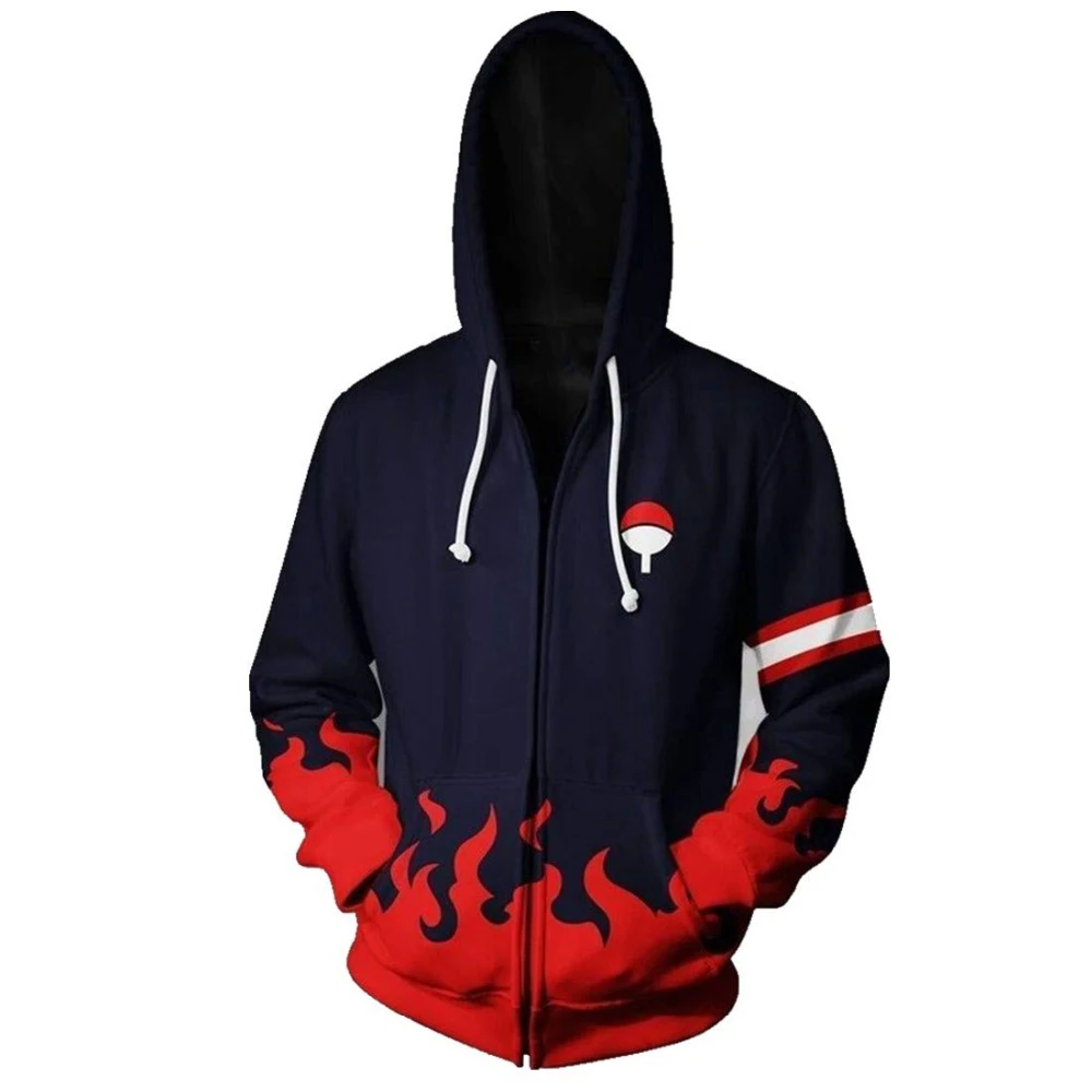 

Naruto Hooded Coat Sweatshirts Kakashi Sasuke Cosplay 3D Hoodies Zipper Hoody 2019 Men Women Outerwear Tracksuit Autumn Jacket
