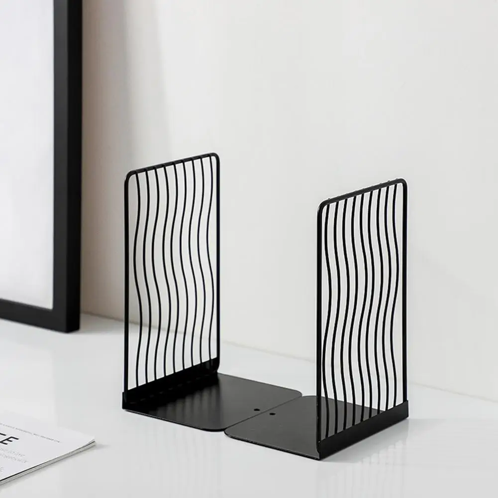 1 PC Bookends Black White Simple Wrought Iron Book Stand Metal Student Office Desk Storage Shelf Holder Book Magazine Organizer book organizer,book holder,book stand
