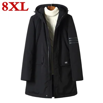 

new plus size 8XL 7XL 6XL 5XL Soft Fabric Winter Men's Jacket Thickening Casual Cotton Jacket Winter Mid-Long Parka Men