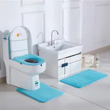 3 шт. коралловый флисовый чехол для унитаза набор однотонных полосатых нескользящих чехлов для унитаза и ковров Набор для ванной комнаты Декор водонепроницаемый Туалет