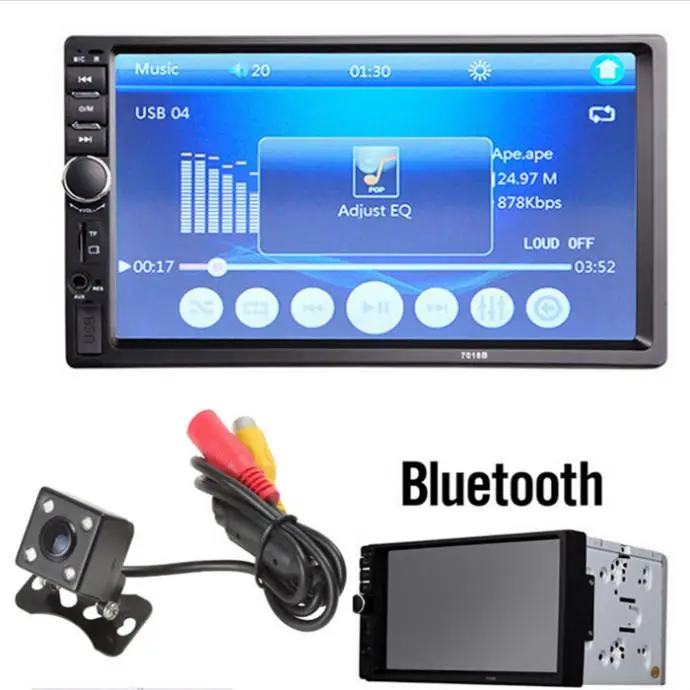 7 дюймов lcd HD двойной DIN Автомобильный сенсорный экран Bluetooth стерео FM MP3 MP5 радио плеер с беспроводным пультом дистанционного управления