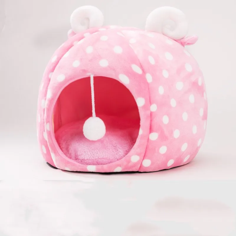 PINK Полузакрытый подстилка для домашних животных домик для собак кошачий подстилка кровать для собак домашняя палатка для кошек Мягкий складной коврик для сна моющийся коврик - Цвет: PINK