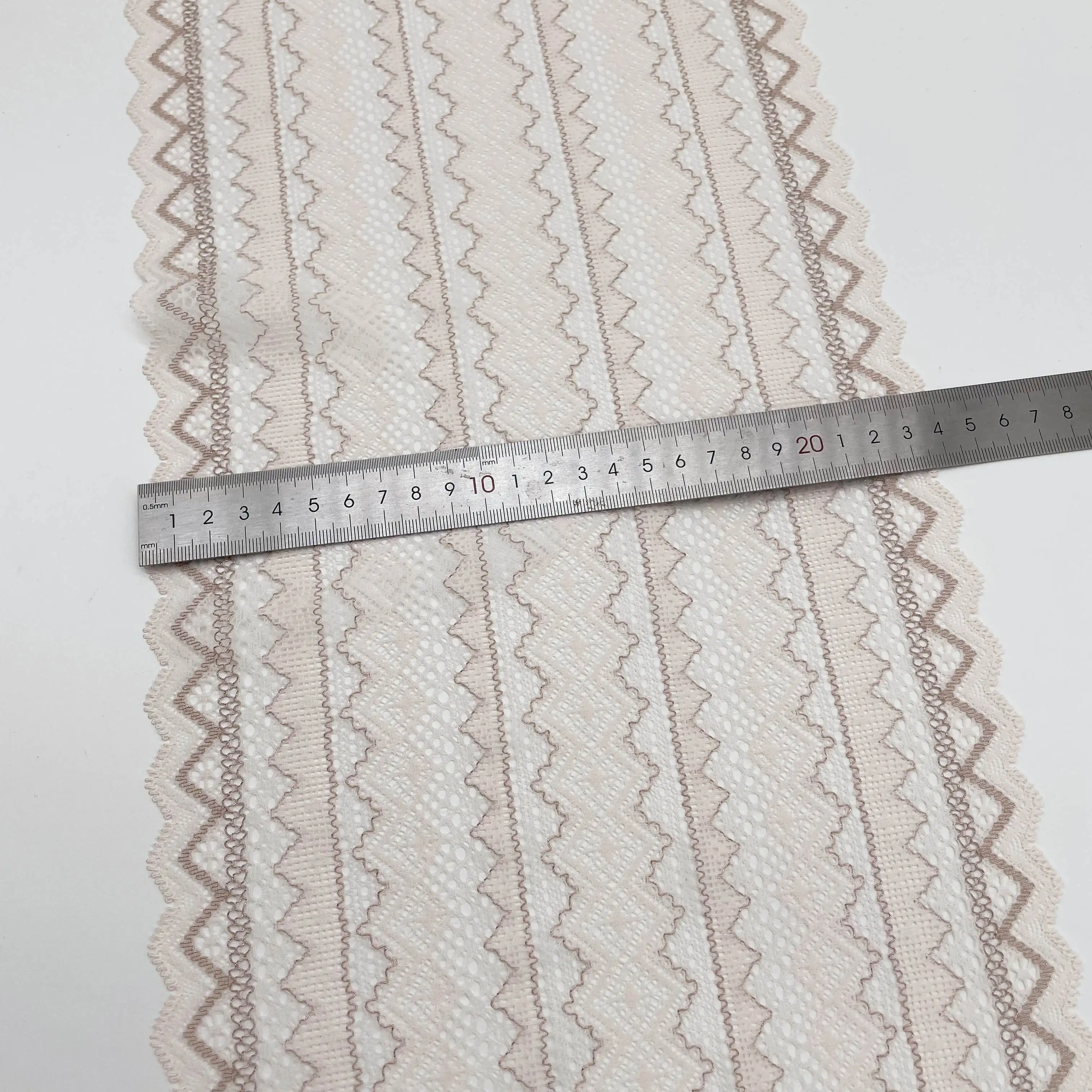 3y/lot Width 24cm Pale Pink Rosegold Stretch Elastic Lace Trim 5
