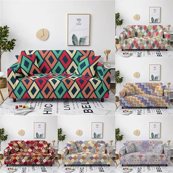 

Homesky Geometry Flower Stretch Sofa Cover All-Inclusive 1/2/3/4 seater Slipcovers for Living Room Love Seat Couch Cover