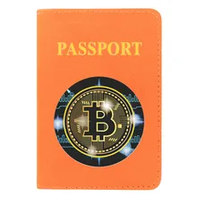 

Classic Fashion Bitcoin Design Printing Passport Case Leather Men Women Slim ID Card Travel Holder Wallet Passport Cover
