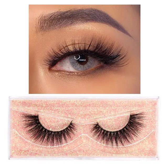 FOXESJI Makeup Eyelashes 3D Mink Lashes Fluffy Soft Wispy Natural Cross Eyelash Extension Reusable Lashes Mink False Eyelashes E05