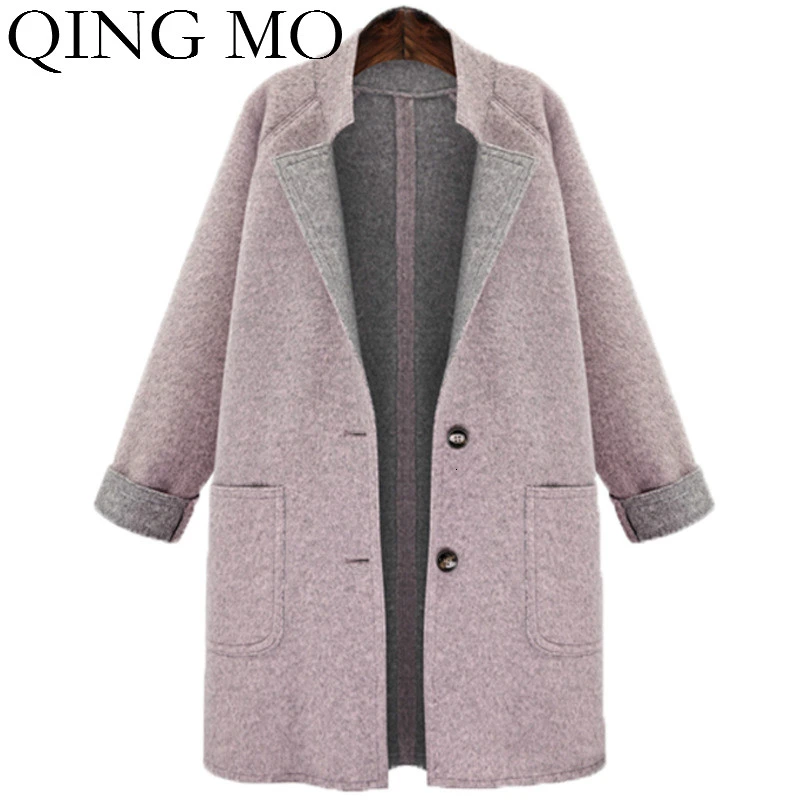 Picture color QING MO однотонное плотное Женское пальто, женская зимняя элегантная длинная верхняя одежда, женское однобортное пальто с широкой талией ZQY1850 - Цвет: Picture color