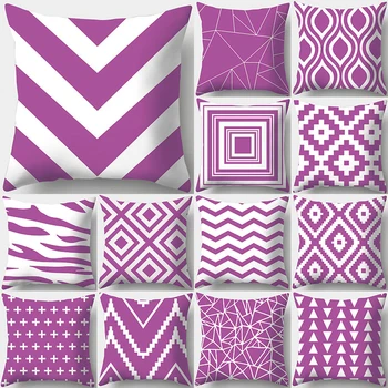 

Purple Geometric Pattern Decorative Cushions Pillowcase Polyester Cushion Cover Throw Pillow Sofa Decoration Pillowcover 40938
