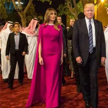 Sevintage – robe de soirée à manches longues pour célébrités arabes, tenue de bal perlée, style Fuchsia, longueur au sol, dubaï, tapis rouge