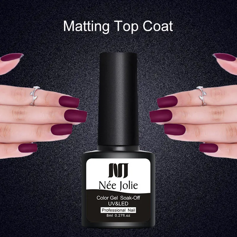 Matting Top Coat NEE JOLIE, 60 цветов, 8 мл, Гель-лак для ногтей, СВЕТОДИОДНЫЙ УФ-гель для ногтей, серый, красный, розовый, лак для ногтей, гибридный гвоздь, Гель-лак - Цвет: Matting Top Coat